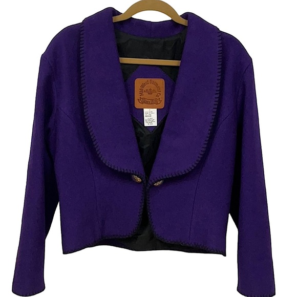 vtg MID-WEST GARMENT CO. sz Medium Short Jacket Wool Lined Country Style Purple - Picture 1 of 4